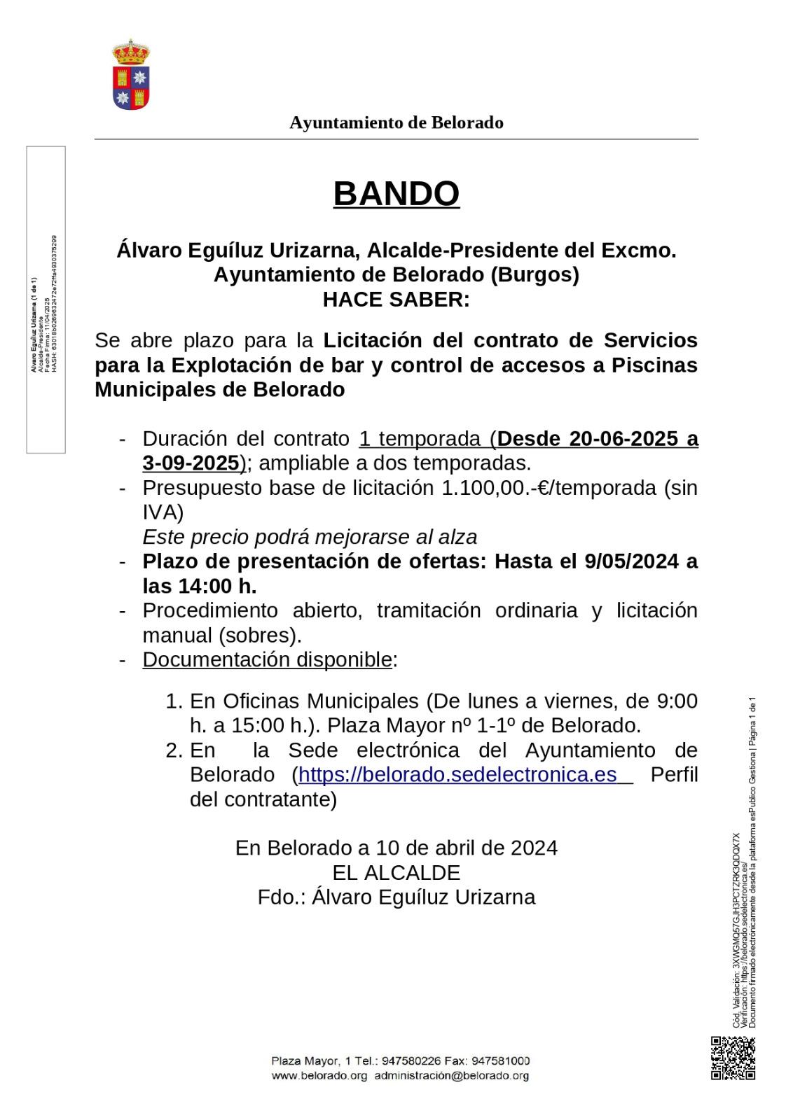 Bando Licitación Piscinas Municipales